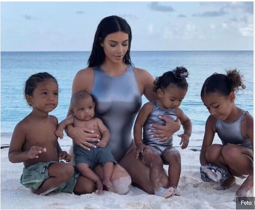 Kim Kardashian first posted a photo on Instagram with her children