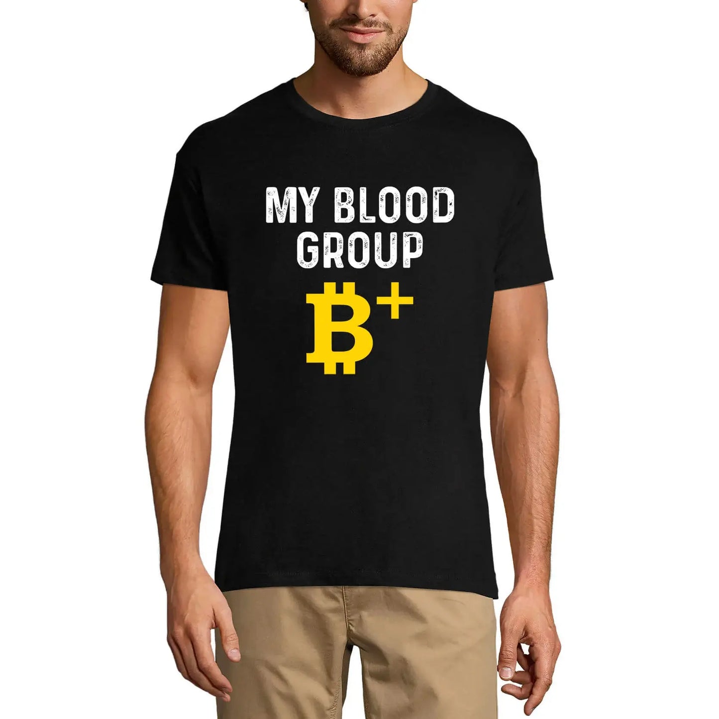 Men's Graphic T-Shirt My Blood Group Bitcoin Positive Traders Quote - Crypto Mining Eco-Friendly Limited Edition Short Sleeve Tee-Shirt Vintage Birthday Gift Novelty