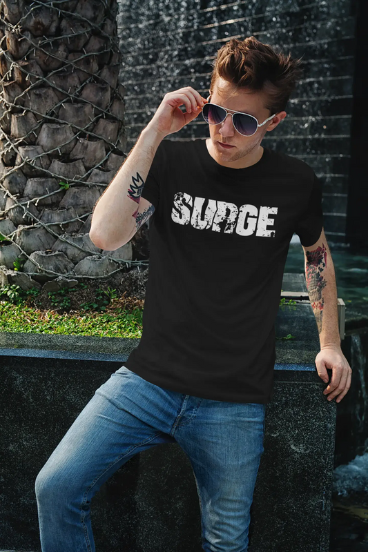 surge Men's Short Sleeve Round Neck T-shirt , 5 letters Black , word 00006