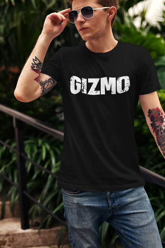 gizmo Men's Short Sleeve Round Neck T-shirt , 5 letters Black , word 00006