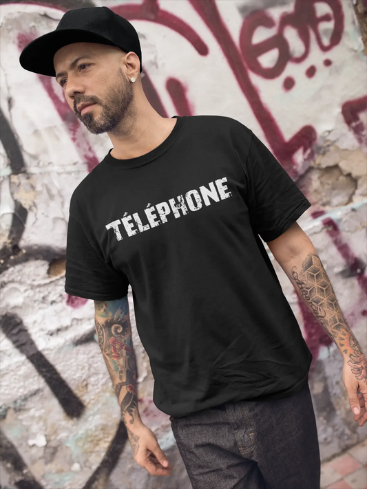 téléphone, t-Shirt pour Homme, en Coton, col Rond, Noir