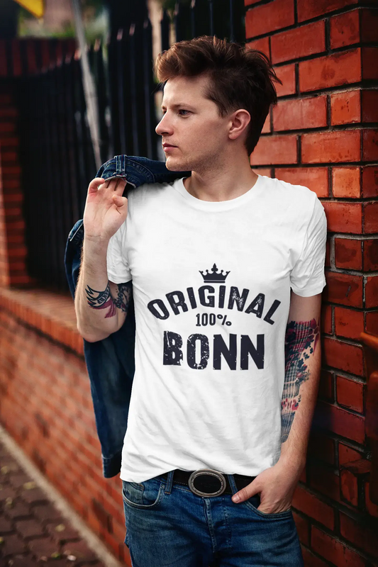 bonn, 100% German city white, Men's Short Sleeve Round Neck T-shirt 00001
