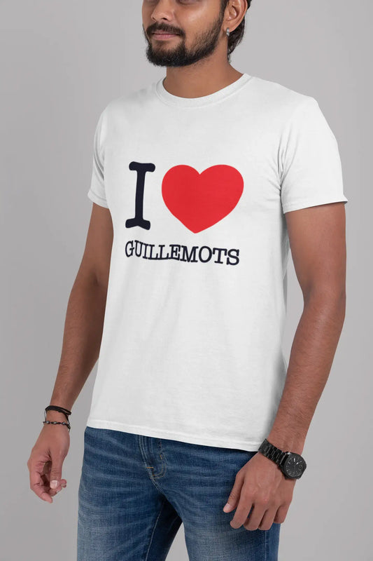 GUILLEMOTS, I love animals, White, Men's Short Sleeve Round Neck T-shirt 00064