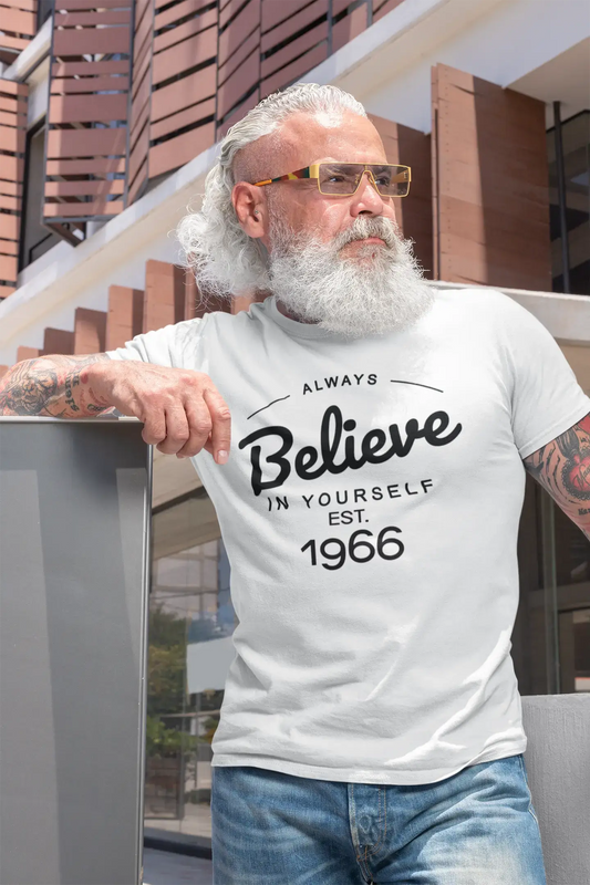 1966, Always Believe, white, Men's Short Sleeve Round Neck T-shirt 00327