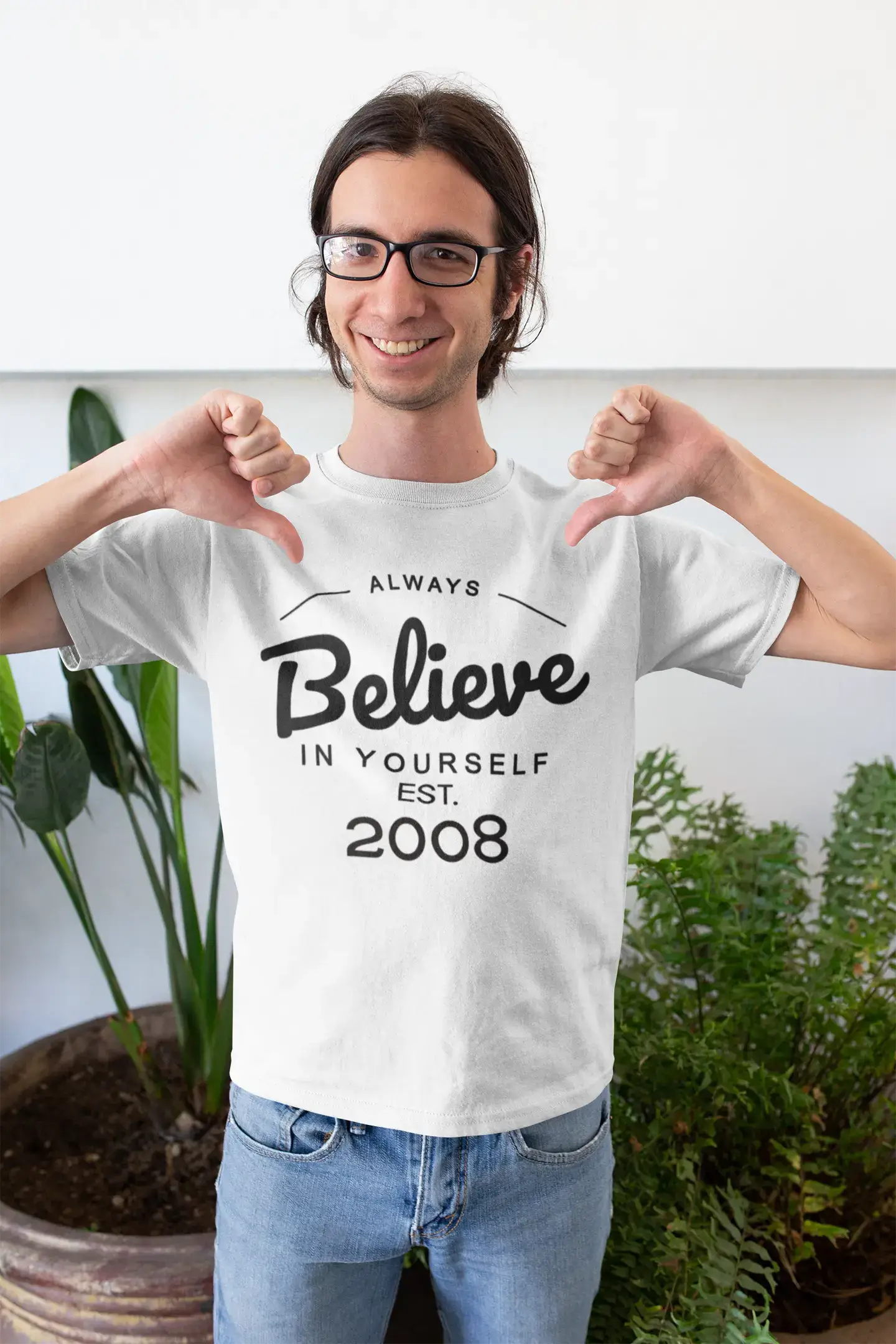 2008, Always Believe, white, Men's Short Sleeve Round Neck T-shirt 00327