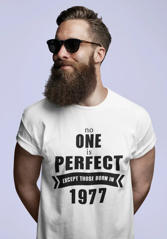 1977, No One Is Perfect, white, Men's Short Sleeve Round Neck T-shirt 00093
