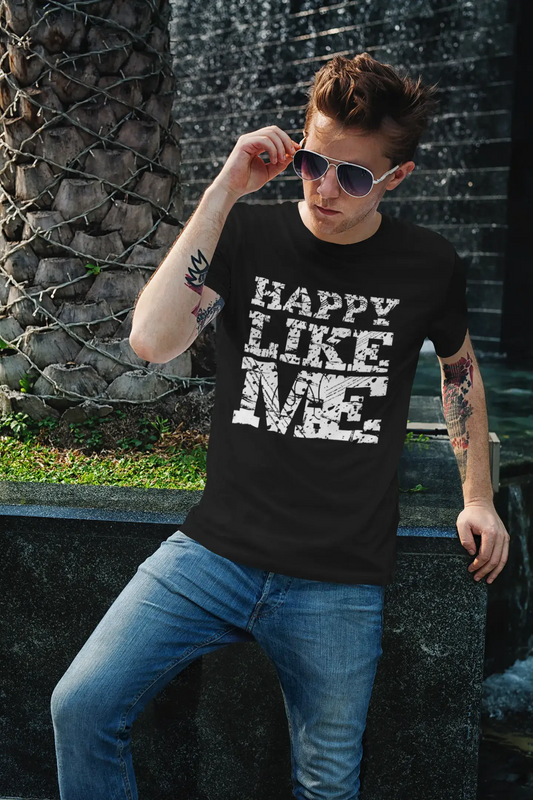 HAPPY Like me, black, Men's Short Sleeve Round Neck T-shirt 00055