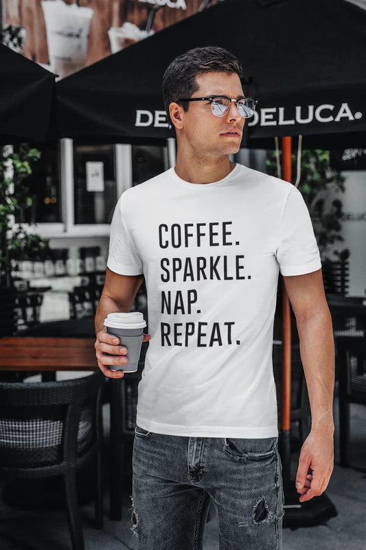 COFFEE SPARKLE NAP REPEAT Men's Short Sleeve Round Neck T-shirt 00058