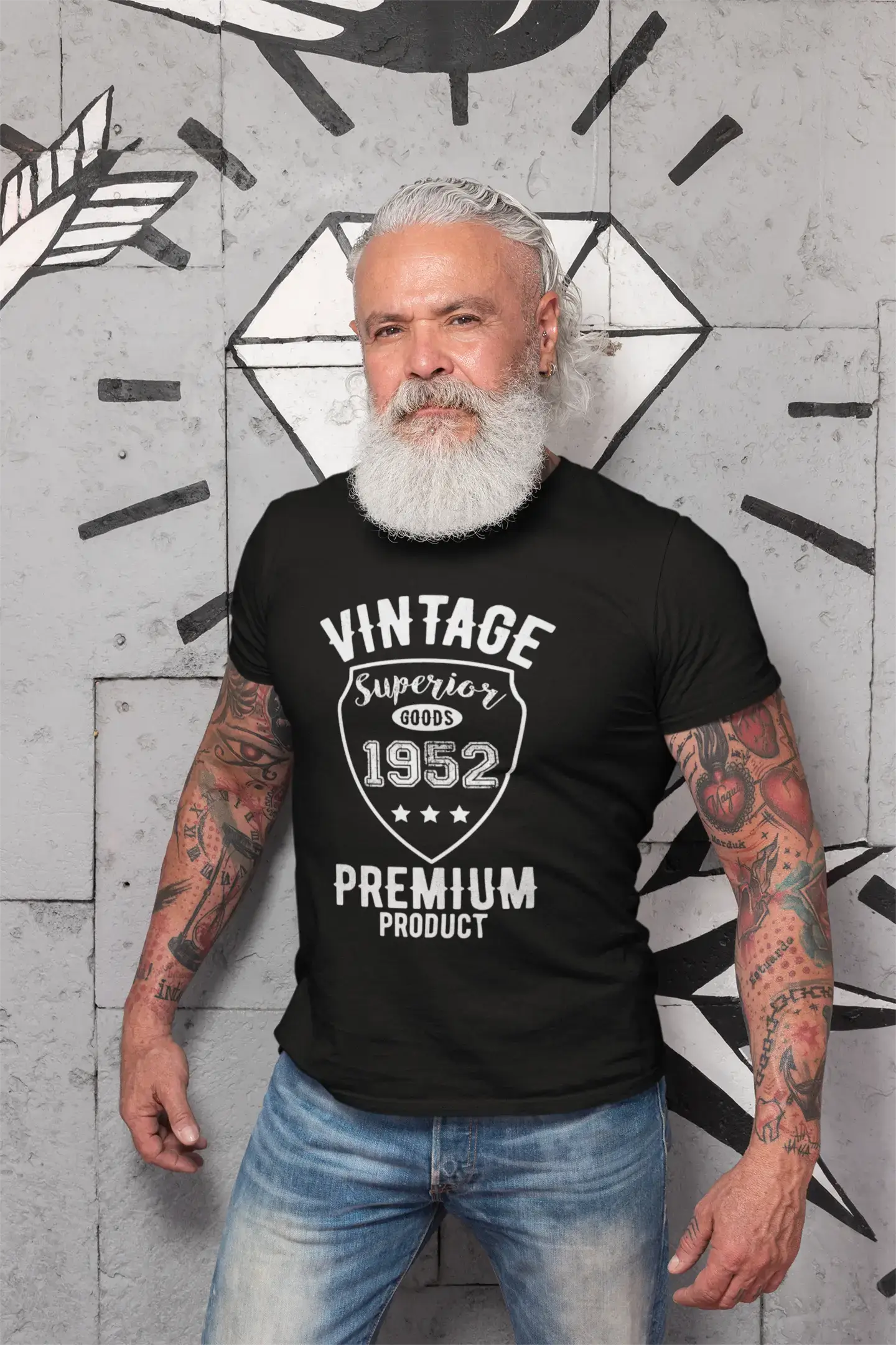1952 Vintage superior, black, Men's Short Sleeve Round Neck T-shirt 00102