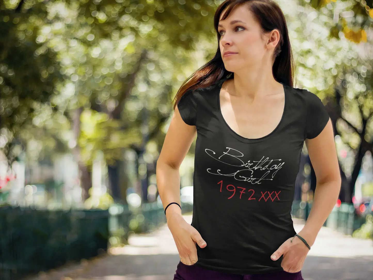 Birthday Girl 1972, Black, Women's Short Sleeve Round Neck T-shirt 00099