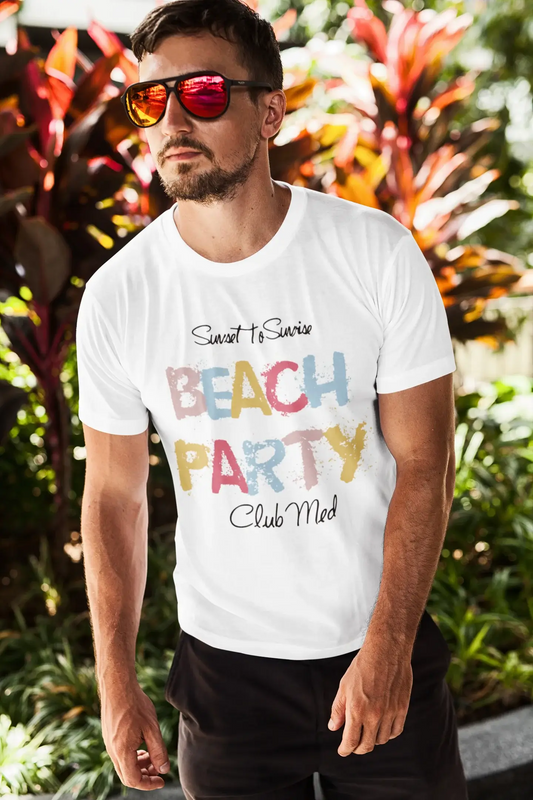 Club Med, Beach Party, White, Men's Short Sleeve Round Neck T-shirt 00279