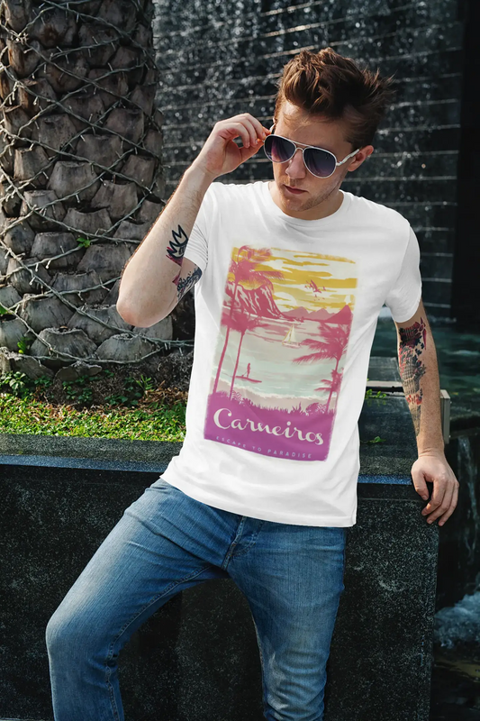 Carneiros, Escape to paradise, White, Men's Short Sleeve Round Neck T-shirt 00281