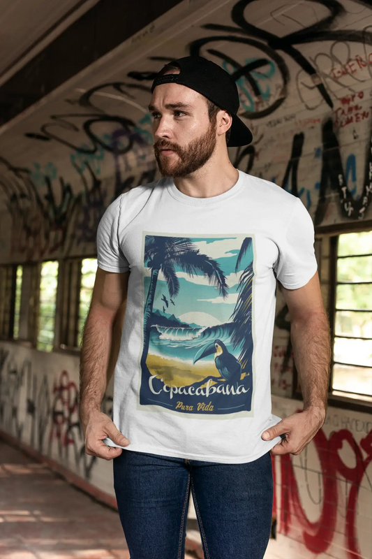 Copacabana, Pura Vida, Beach Name, White, Men's Short Sleeve Round Neck T-shirt 00292