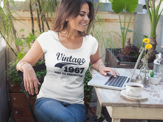 Vintage Aged To Perfection 1967, White, Women's Short Sleeve Round Neck T-shirt, gift t-shirt 00344