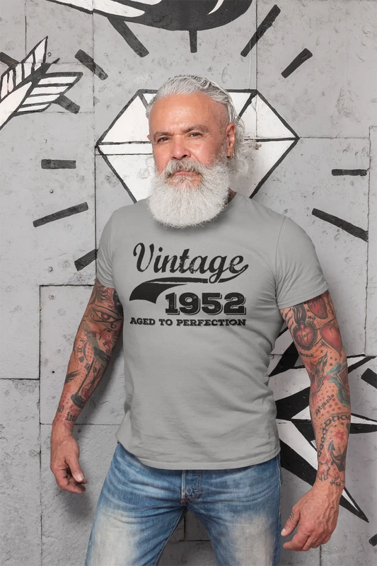 Vintage Aged to Perfection 1952, Grey, Men's Short Sleeve Round Neck T-shirt, gift t-shirt 00346