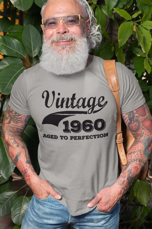 Vintage Aged to Perfection 1960, Grey, Men's Short Sleeve Round Neck T-shirt, gift t-shirt 00346