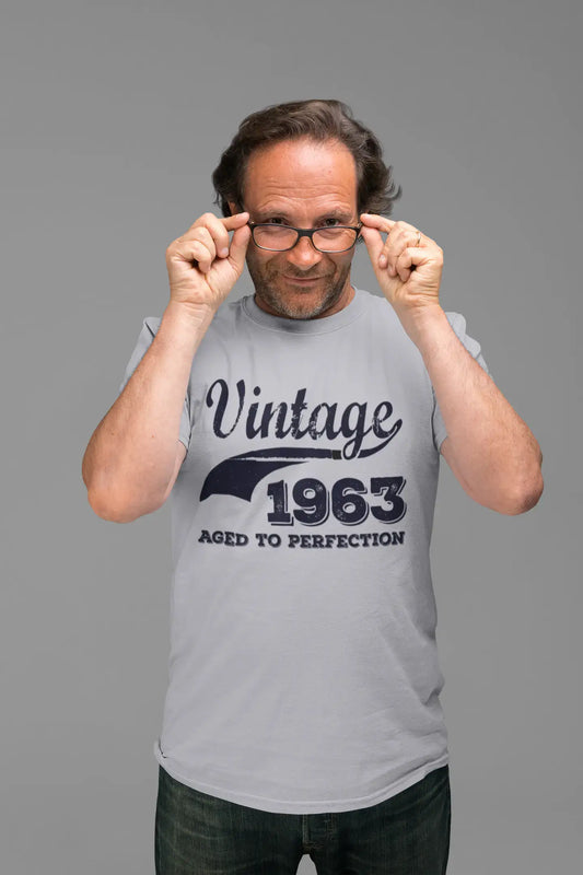 Vintage Aged to Perfection 1963, Grey, Men's Short Sleeve Round Neck T-shirt, gift t-shirt 00346