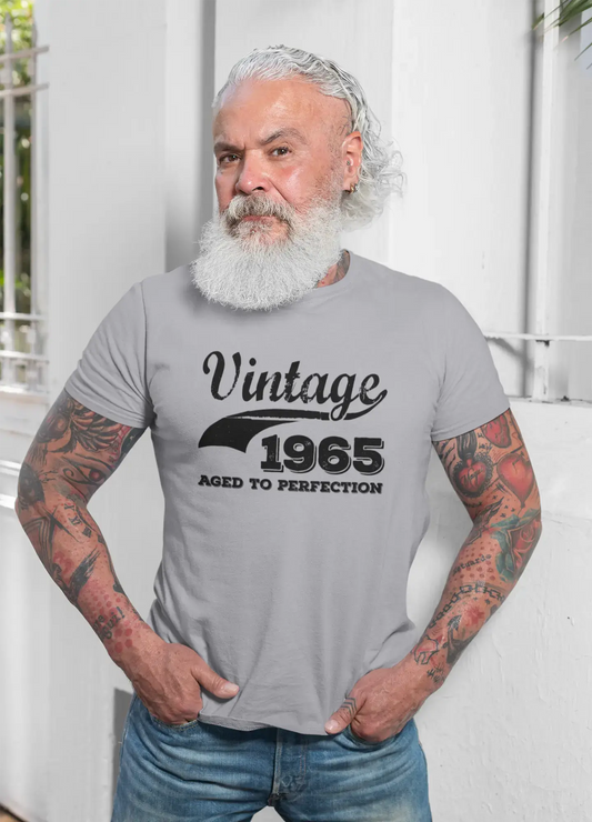Vintage Aged to Perfection 1965, Grey, Men's Short Sleeve Round Neck T-shirt, gift t-shirt 00346