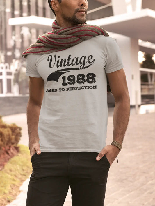 Vintage Aged to Perfection 1988, Grey, Men's Short Sleeve Round Neck T-shirt, gift t-shirt 00346
