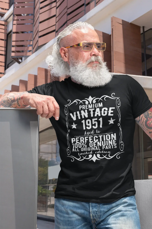 Premium Vintage Year 1951, Black, Men's Short Sleeve Round Neck T-shirt, gift t-shirt 00347