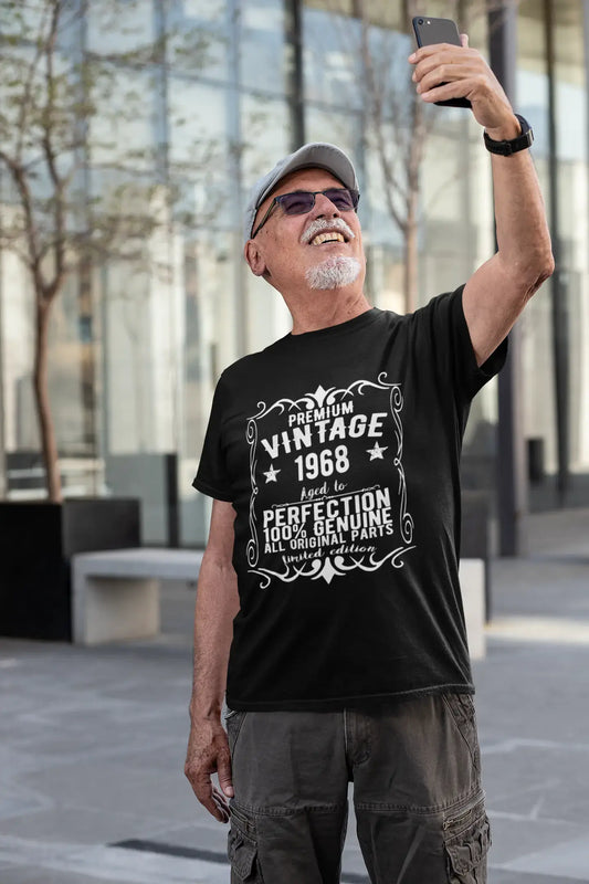 Premium Vintage Year 1968, Black, Men's Short Sleeve Round Neck T-shirt, gift t-shirt 00347