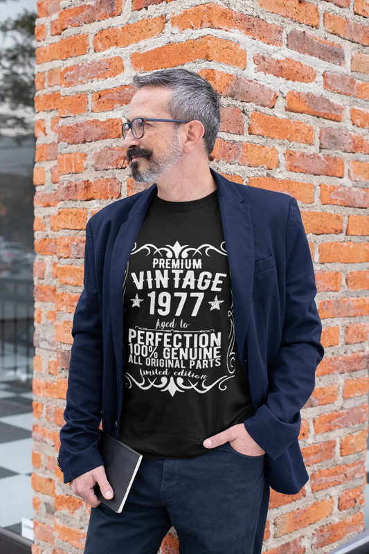 Premium Vintage Year 1977, Black, Men's Short Sleeve Round Neck T-shirt, gift t-shirt 00347