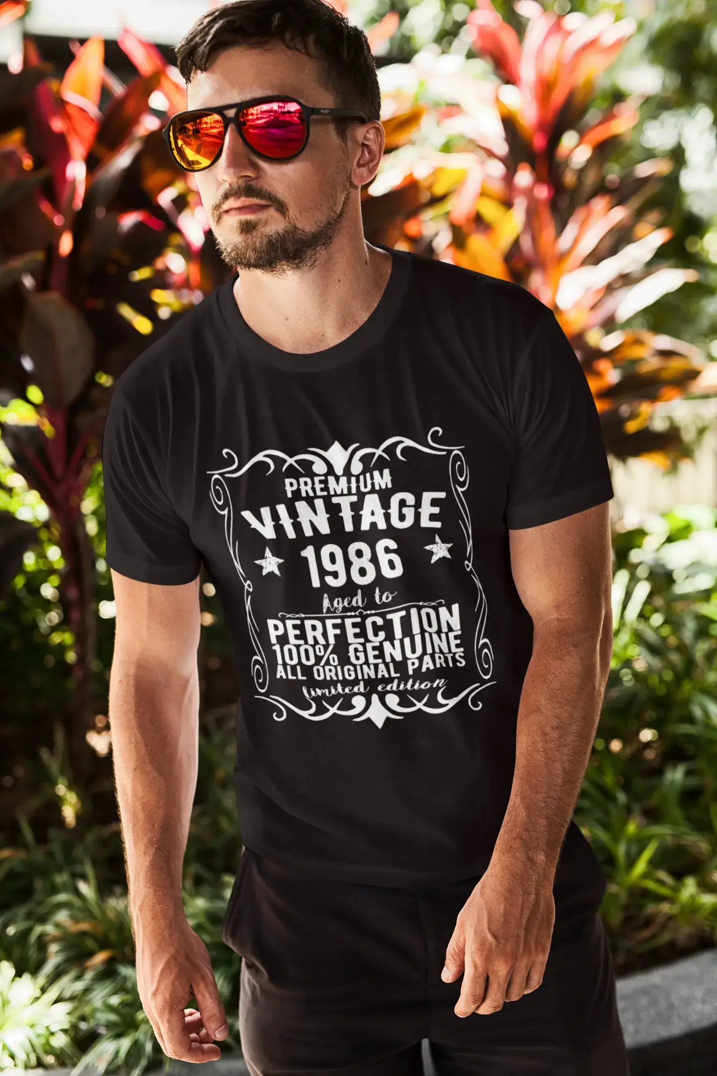 Premium Vintage Year 1986, Black, Men's Short Sleeve Round Neck T-shirt, gift t-shirt 00347