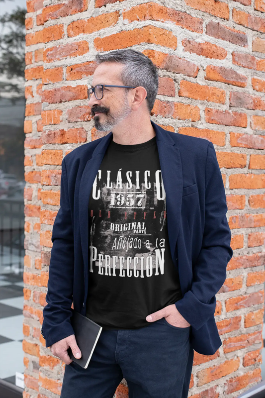 Aged To Perfection, Spanish, 1957, Black, Men's Short Sleeve Round Neck T-shirt, gift t-shirt 00359
