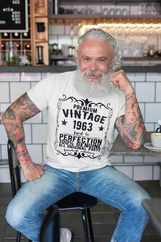 Premium Vintage Year 1963, White, Men's Short Sleeve Round Neck T-shirt, gift t-shirt 00349