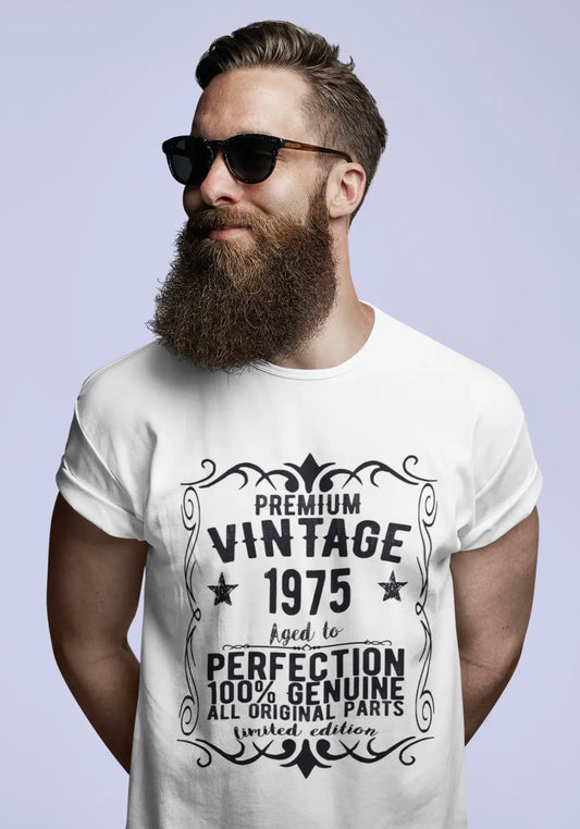 Premium Vintage Year 1975, White, Men's Short Sleeve Round Neck T-shirt, gift t-shirt 00349