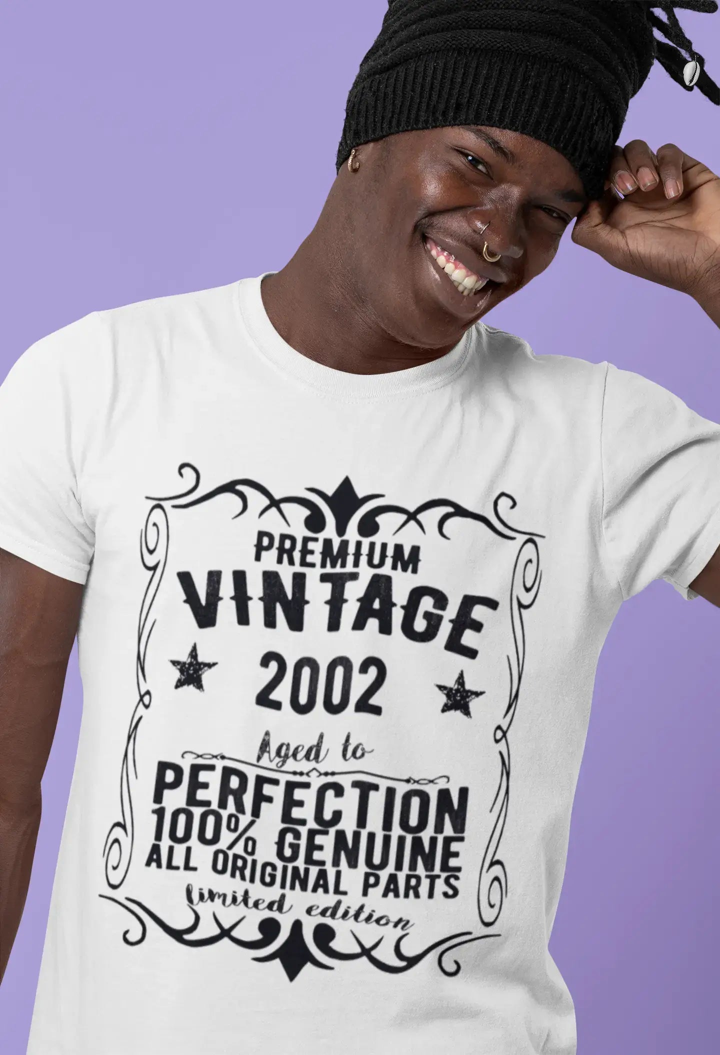 Premium Vintage Year 2002, White, Men's Short Sleeve Round Neck T-shirt, gift t-shirt 00349