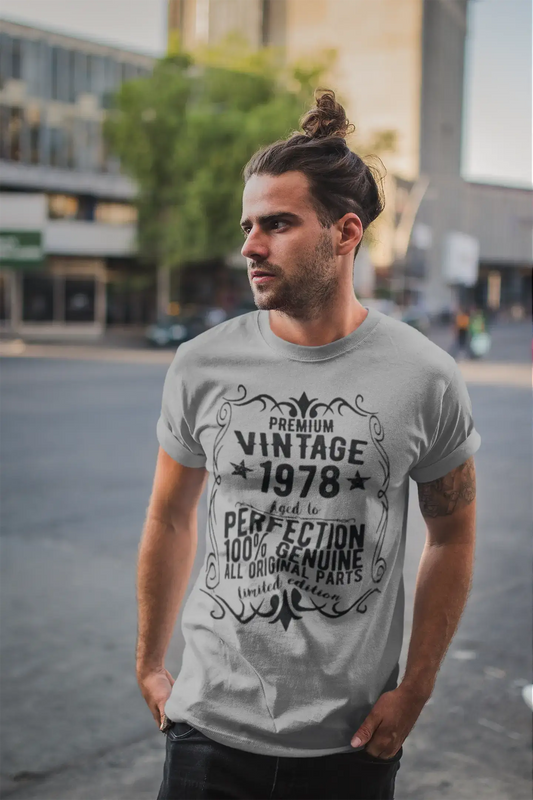 Premium Vintage Year 1978, Grey, Men's Short Sleeve Round Neck T-shirt, gift t-shirt 00366