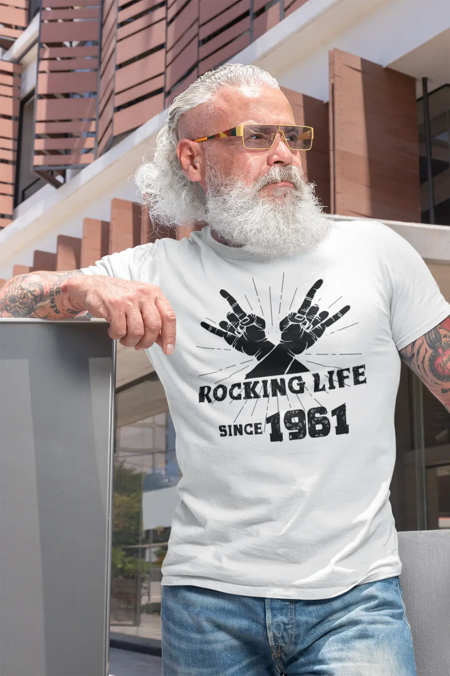 Rocking Life Since 1961 Men's T-shirt White Birthday Gift 00400