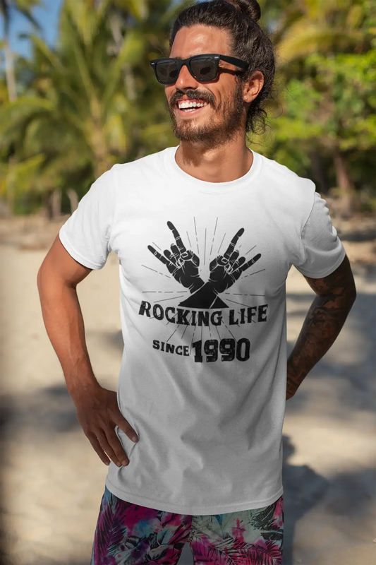 Rocking Life Since 1990 Men's T-shirt White Birthday Gift 00400
