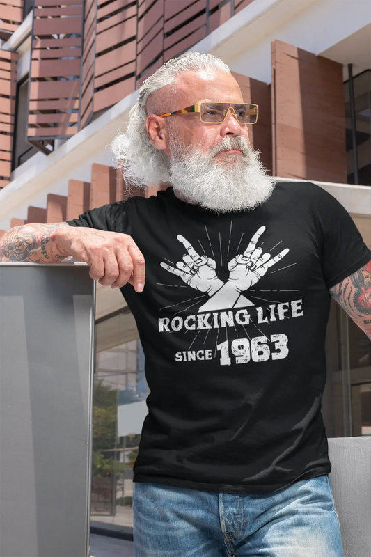 Rocking Life Since 1963 Men's T-shirt Black Birthday Gift 00419