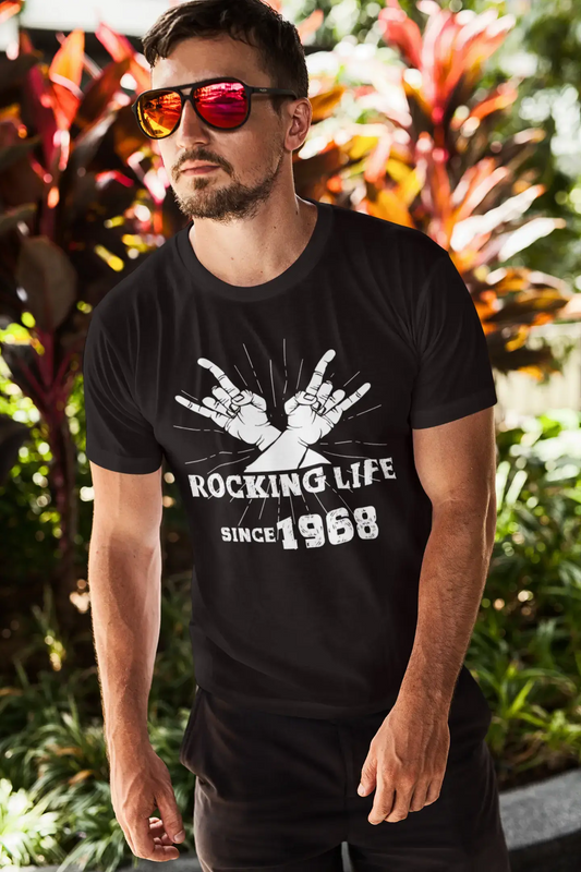 Rocking Life Since 1968 Men's T-shirt Black Birthday Gift 00419