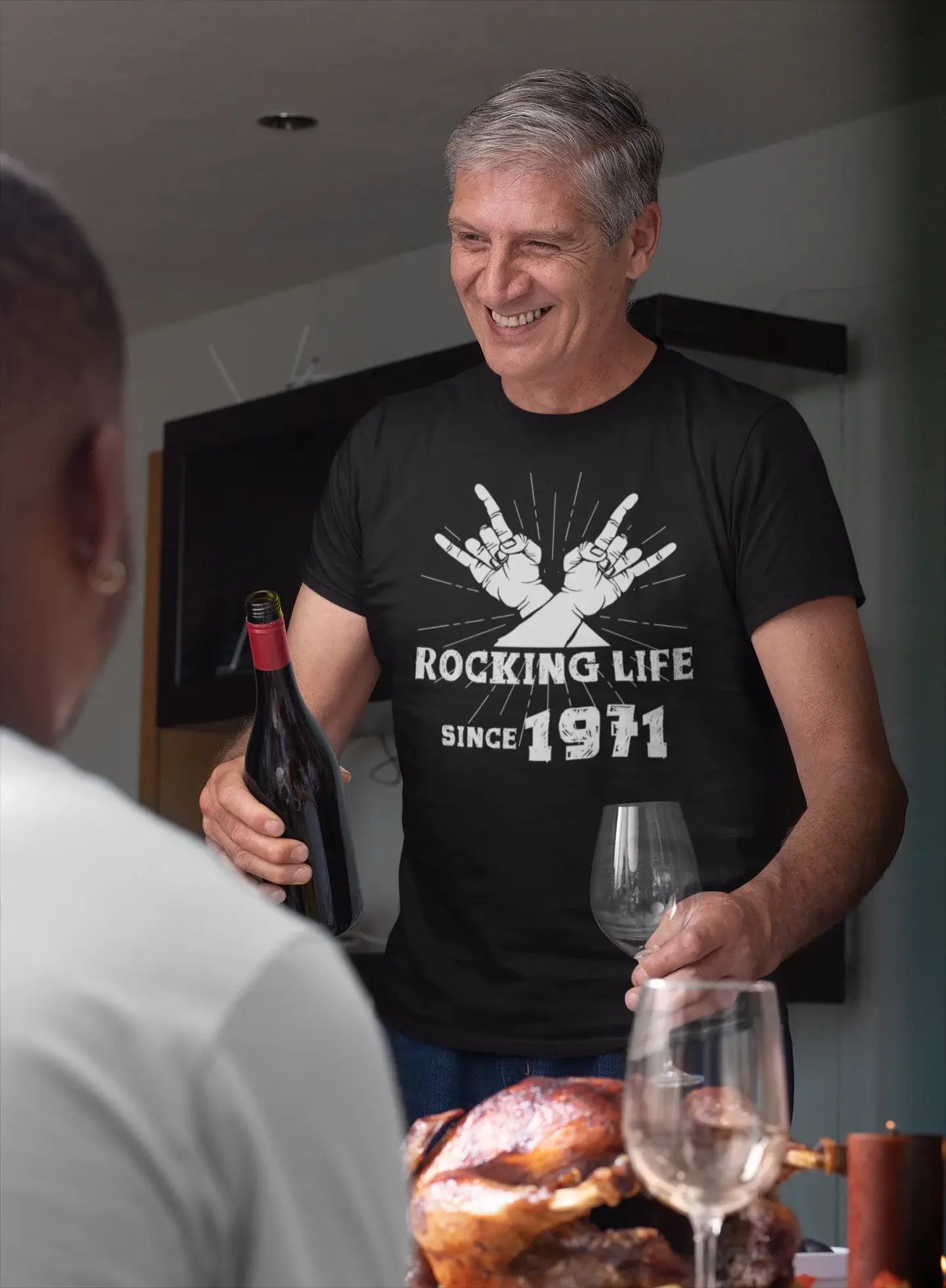 Rocking Life Since 1971 Men's T-shirt Black Birthday Gift 00419