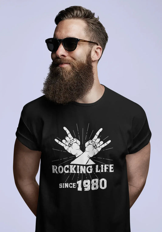 Rocking Life Since 1980 Men's T-shirt Black Birthday Gift 00419