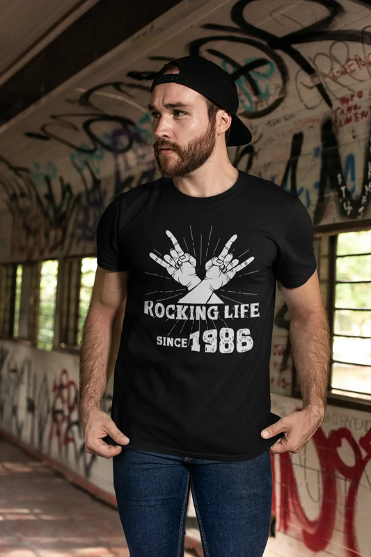 Rocking Life Since 1986 Men's T-shirt Black Birthday Gift 00419