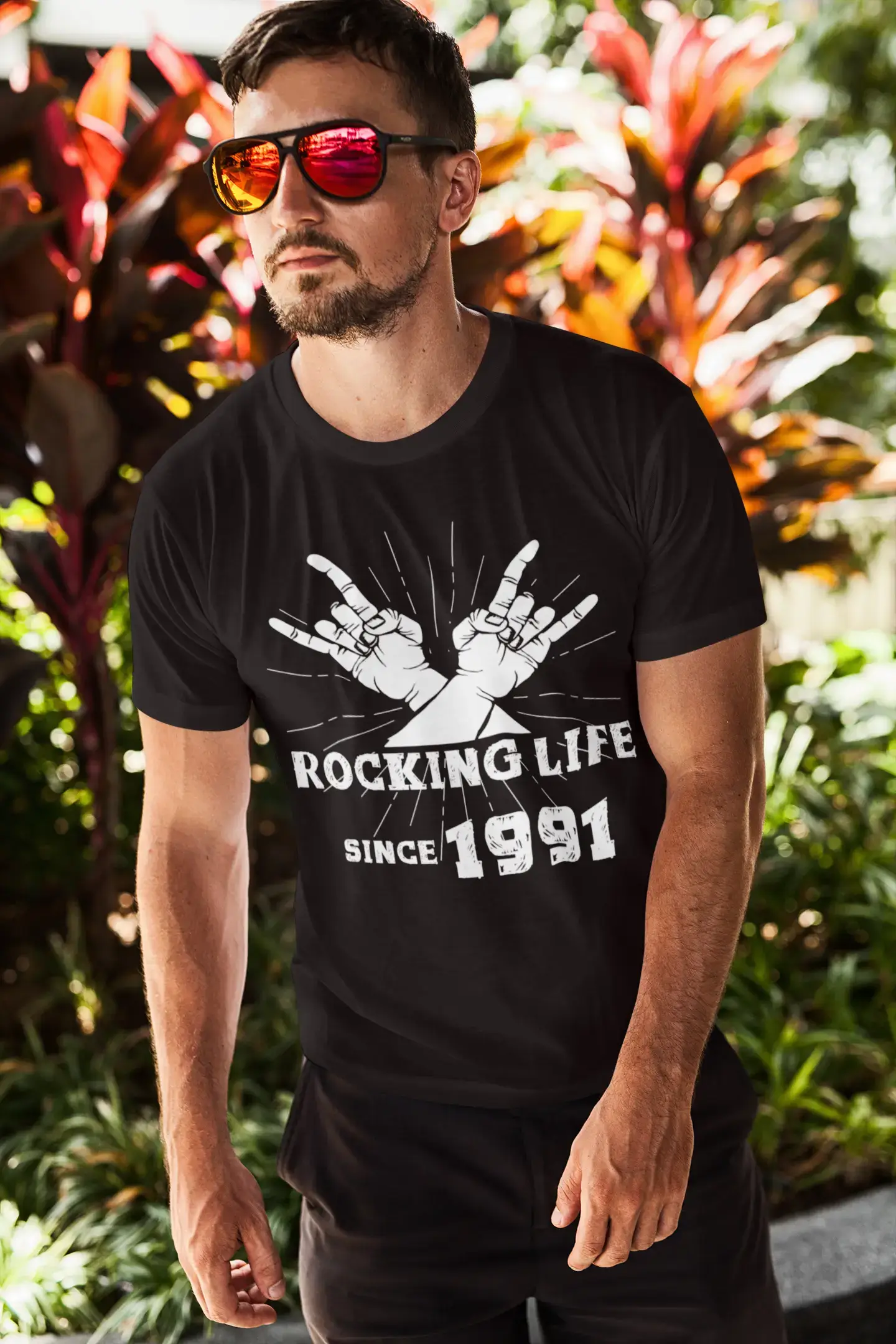 Rocking Life Since 1991 Men's T-shirt Black Birthday Gift 00419