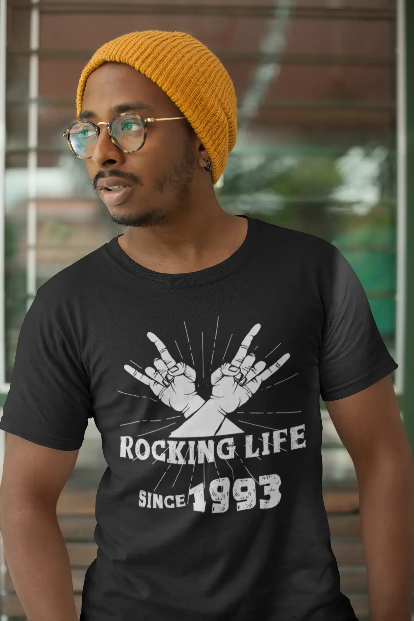 Rocking Life Since 1993 Men's T-shirt Black Birthday Gift Round Neck 00419
