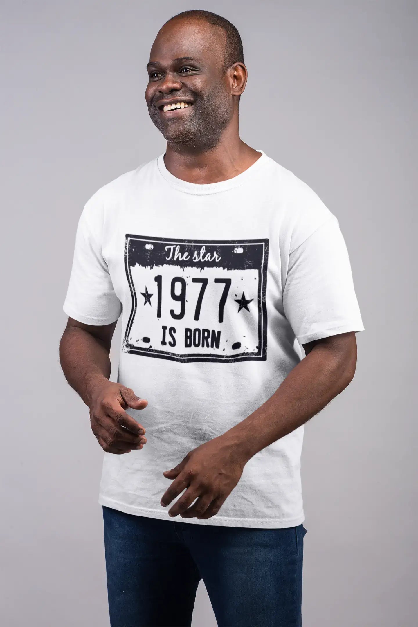 The Star 1977 is Born Men's T-shirt White Birthday Gift 00453