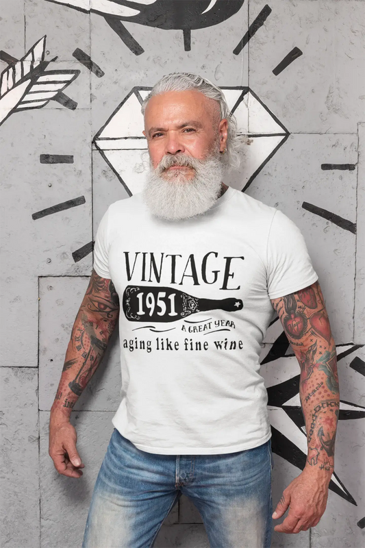 1951 Aging Like a Fine Wine Men's T-shirt White Birthday Gift 00457