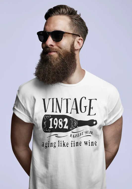 1982 Aging Like a Fine Wine Men's T-shirt White Birthday Gift 00457