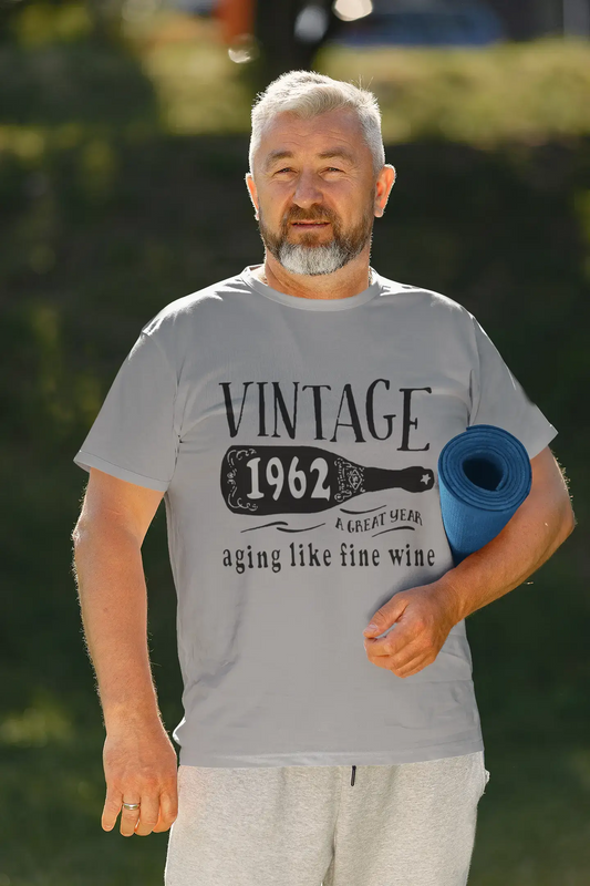 1962 Aging Like a Fine Wine Men's T-shirt Grey Birthday Gift 00459