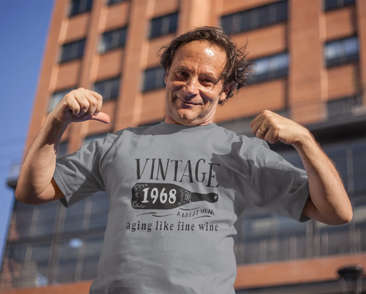 1968 Aging Like a Fine Wine Men's T-shirt Grey Birthday Gift 00459