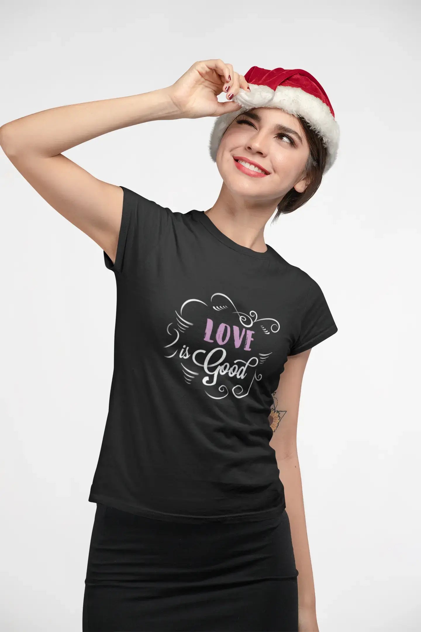 Love is Good Women's T-shirt Black Birthday Gift Round Neck 00485