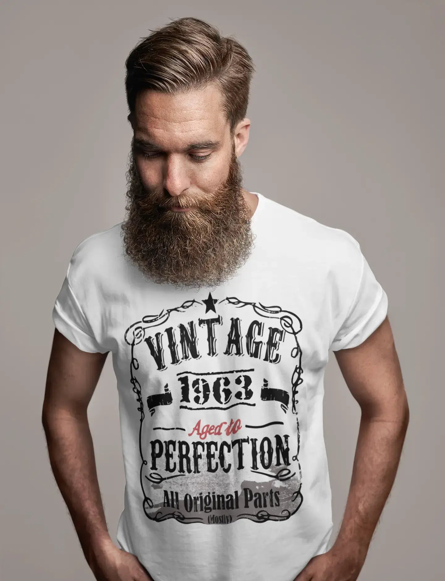 1963 Vintage Aged to Perfection Men's T-shirt White Birthday Gift 00488