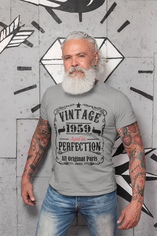 1959 Vintage Aged to Perfection Men's T-shirt Grey Birthday Gift 00489