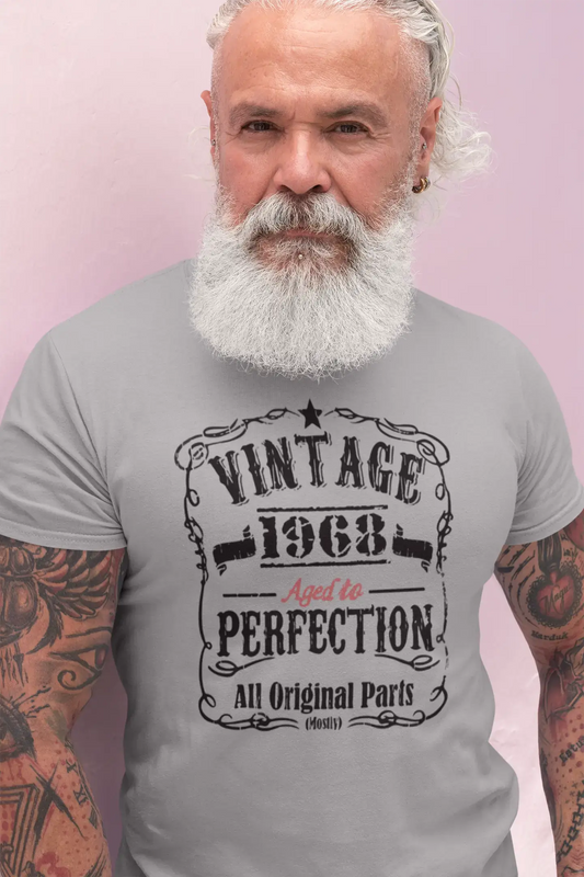 1968 Vintage Aged to Perfection Men's T-shirt Grey Birthday Gift 00489